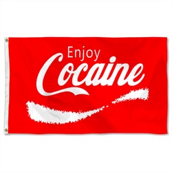 Enjoy Cocaine Coke Logo Flag Banner