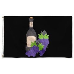 Grapes and a Bottle of Wine Flag Banner