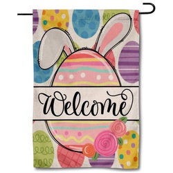 Welcome Easter Egg Flag Garden Banner
