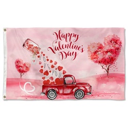 Car of Happy Valentine's Day Flag Banner