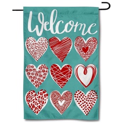 Welcome Happy Valentine's Day Garden Flag Banner