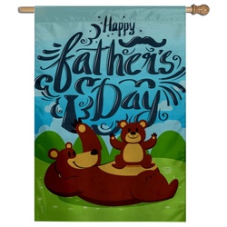Bear of Happy Father's Day House Flag Banner