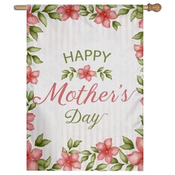 Flowers of Happy Mothers Day House Flag Banner