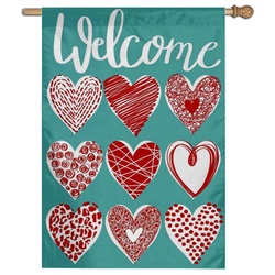 Welcome Happy Valentine's Day House Flag Banner