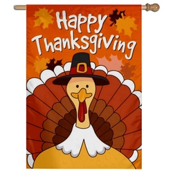Happy Thanksgiving Turkey House Flag Banner