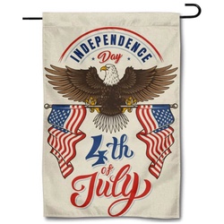 4th of July Linen Garden Flag Banner