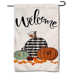 Autumn Thanksgiving Halloween Welcome Garden Flag Banner
