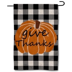 Thanksgiving Day Give Thanks Pumpkin Garden Flag Banner