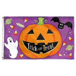 Halloween TRICK OR TREAT Flag Banner Purple