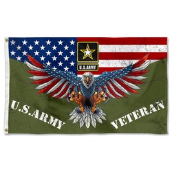 U.S. Army American Eagle Veteran Flag Banner Green
