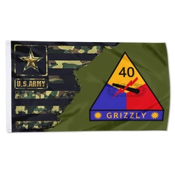 US Army 40th Armored Division Armadillo Flag Banner camouflage