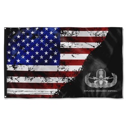 Eod (Senior) Stars And Stripes Black Flag Banner