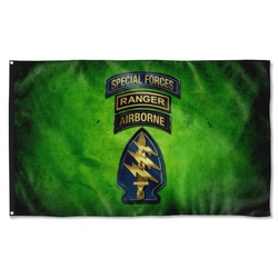 Special Forces Tabbed Green Flag Banner