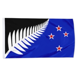 NZ flag design Silver Fern (Black, White & Blue)  Flag Banner