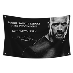 Dwayne Johnson Signature Blood Sweat Respect Flag Banner