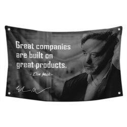 Elon Musk Success Quote with Signature Flag Banner