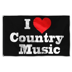 I love Country Music Flag Banner Black