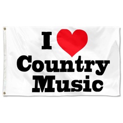 I love Country Music Flag Banner White