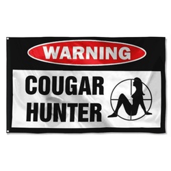 Warning Cougar Hunter Flag Banner