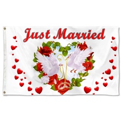Flag Just Married with Hearts Flag Banner