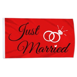 Just Married Ring Flag Red Flag Banner