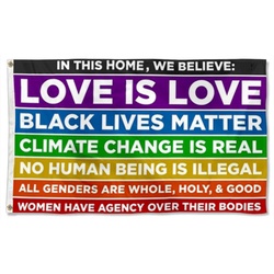 In This Home We Believe Flag Banner