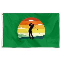 Golf Into The Sunset Flag Banner