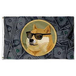 Bitcoin Sunglasses Doge BTC ETH Flag Banner
