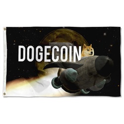 DOGECOIN Bitcoin Dogecoin Spaceship Flag banner