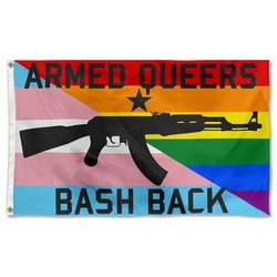 Armed Queers Bash Back AK47 Flag Banner