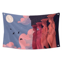 Caryatids at Dusk Tapestry Flag Banner
