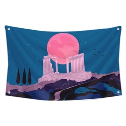 Temple of Poseidon at Sounion Tapestry Flag Banner