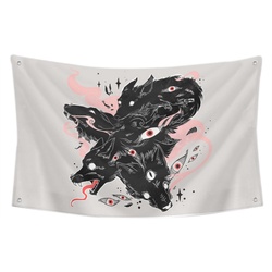 Wild Wolves With Many Eyes Tapestry Flag Banner