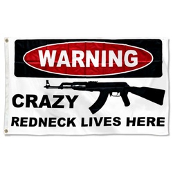 Warning AK47 Crazy Flag Banner