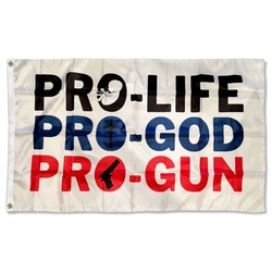 Pro Life Pro God Pro Gun Flag Banner Whtie