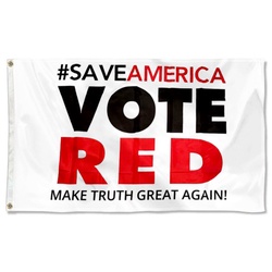 Save America VOTE RED Make Truth Great Again Flag Banner White