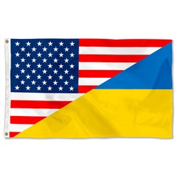 Ukraine and American Flag Banner