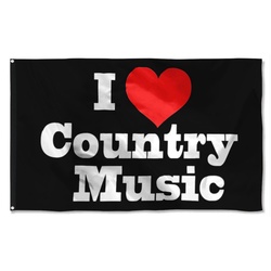 I Country Music Flag Banner Black