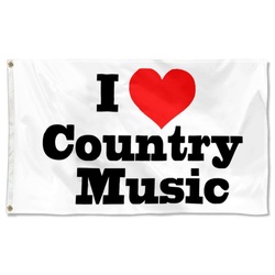 I Country Music Flag Banner White