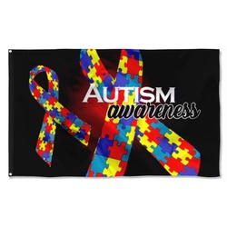 Autism Awareness Rainbow Ribbon Flag Banner