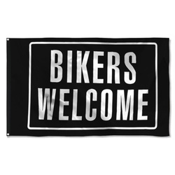 Bikers Welcome Flag Banner Black