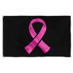 Breast Cancer Black Pink Ribbon Flag Banner