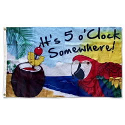 It's 5 o'clock Parrot Flag Banner