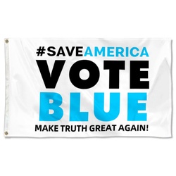 Save America Vote Blue Flag Banner White