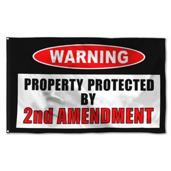 Warning Property Protected By 2nd Amendment Flag Banner
