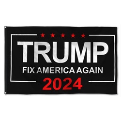 TRUMP 2024 Fix America Again Flag Banner Black