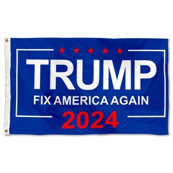 TRUMP 2024 Fix America Again Flag Banner Blue