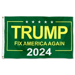 TRUMP 2024 Fix America Again Flag Banner Green