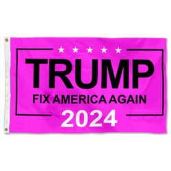 TRUMP 2024 Fix America Again Flag Banner Pink