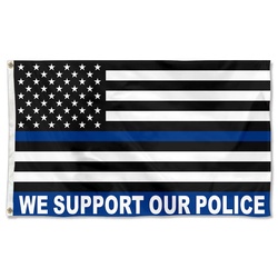 We Support Our Police Blue Flag Banner